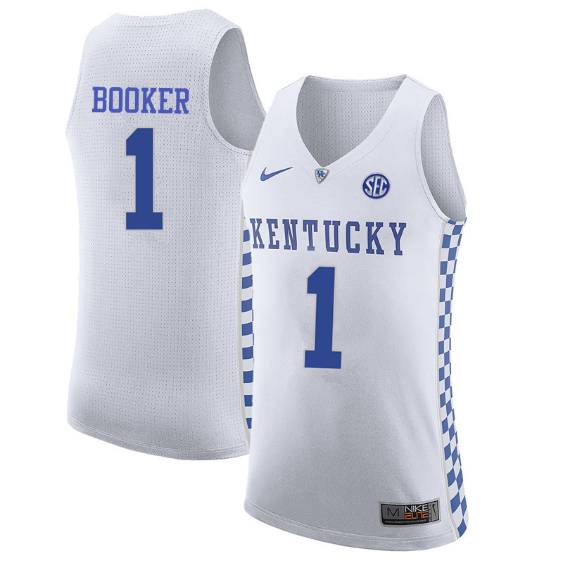 Men Kentucky Wildcats #1 Devin Booker College Basketball Jerseys-White